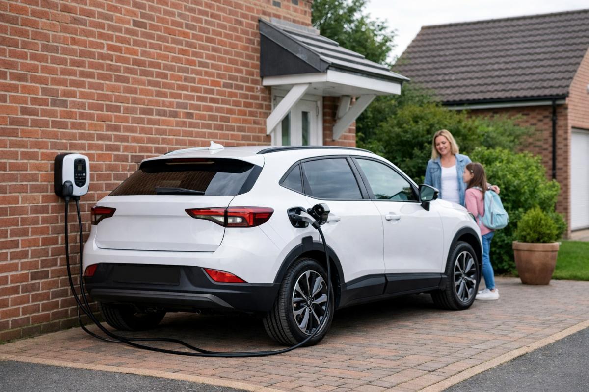 Electric vehicle charging at home representing EV finance risks and ownership costs